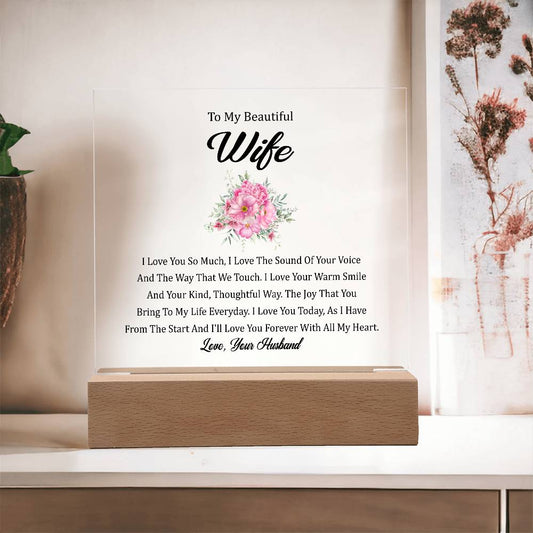 To My Beautiful Wife | Square Acrylic Plaque